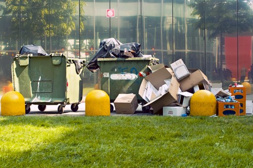 Bags of separated recycling outside an office in South London